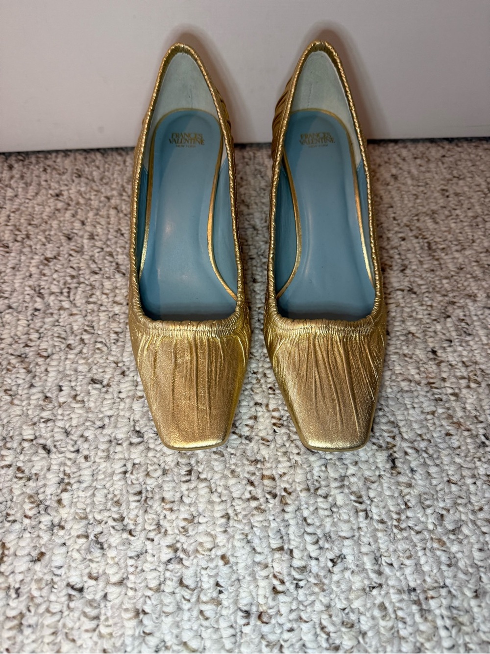 Frances Valentine Gold Metallic Heels 8.5 NEW